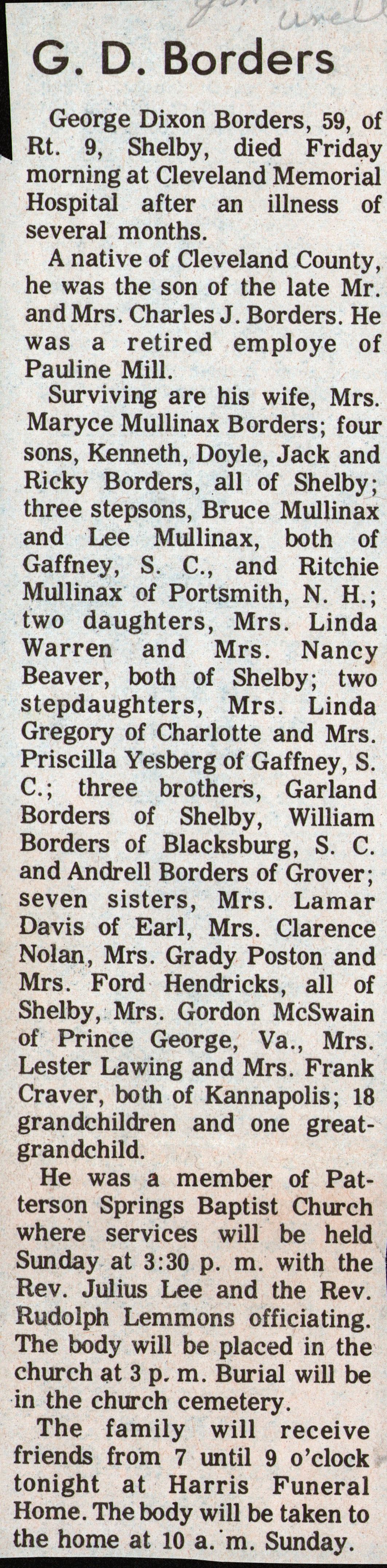 Borders George Dixon